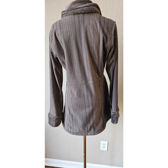 ExOfficio Women's Gray Striped Faux Fur Long Sleeve Snap Front Coat Size Small - Picture 5 of 13